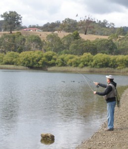 Peter casting at Eildon Pondage.