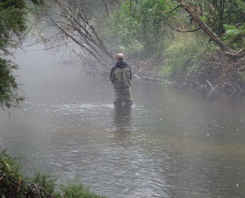 George fishes Tyers River